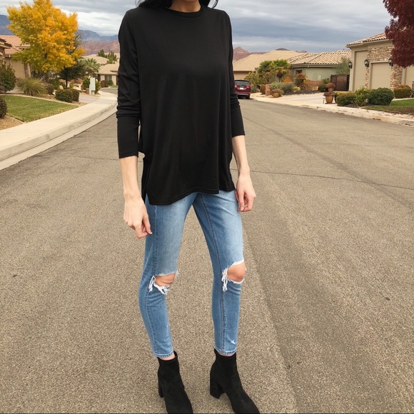 LAST ONE Split Side High Low Tee Shirt - Picture 2 of 3